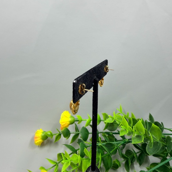 Vintage 12k Gold Filled Idaho Opal & Gem Company Signed Tigers Eye Drop Earrings - Picture 2 of 7